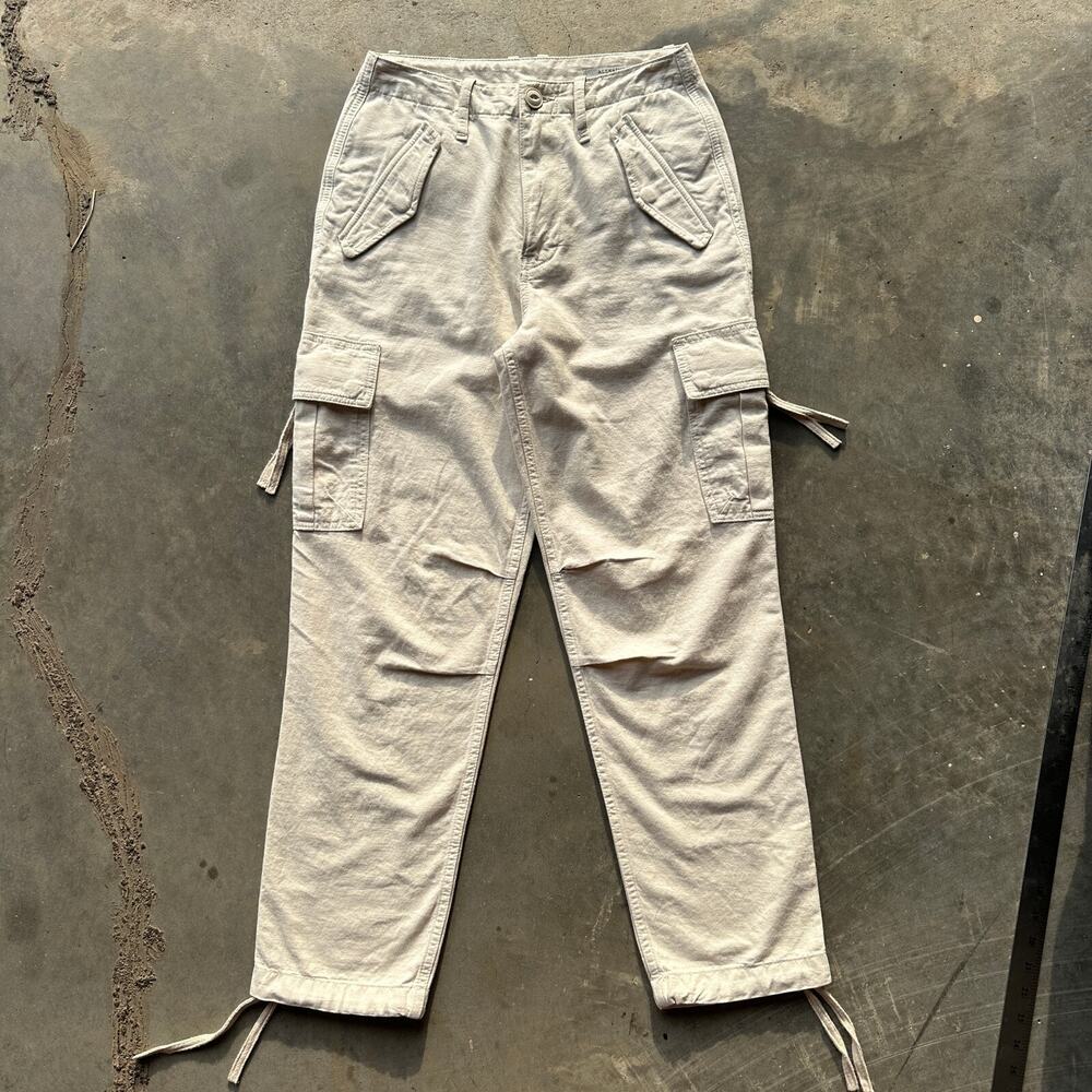 AllSaints Mel Combat Trouser Cargo Pants Women's US 0 Beige Cotton Linen Blend